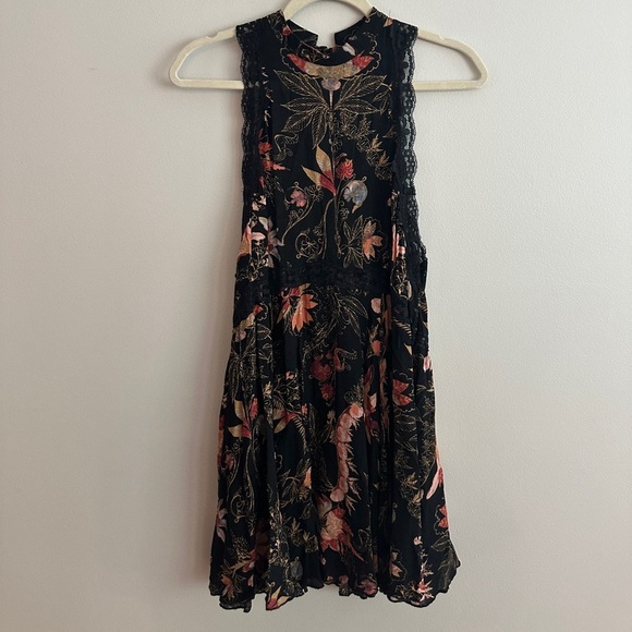 Free People She Moves Black Floral Print Lace Slip Dress - Picture 7 of 12